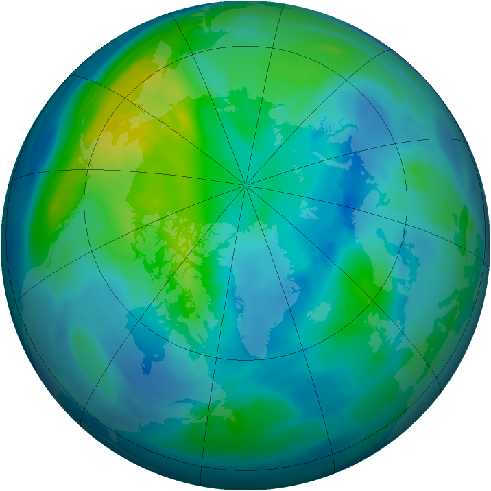 Arctic ozone map for 16 October 2007
